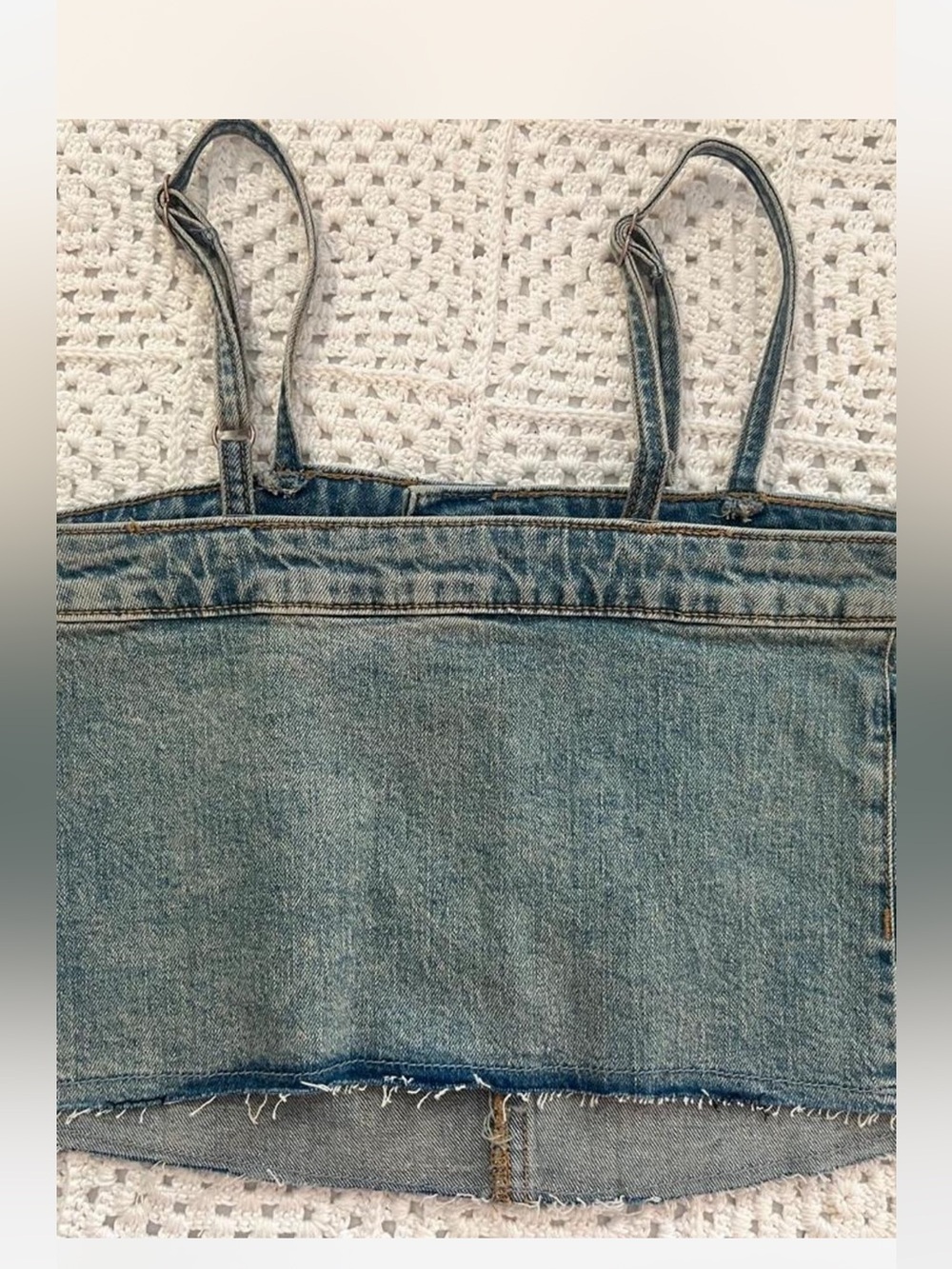 Wild Fable Denim Crop Top Adjustable Straps Sz XXS - Picture 4 of 5